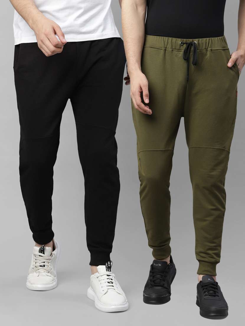 men pack of 2 solid mid rise full length jogger