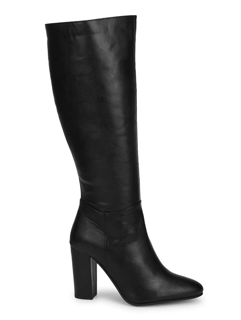 black pu knee length  boots - 18232898 -  Standard Image - 1