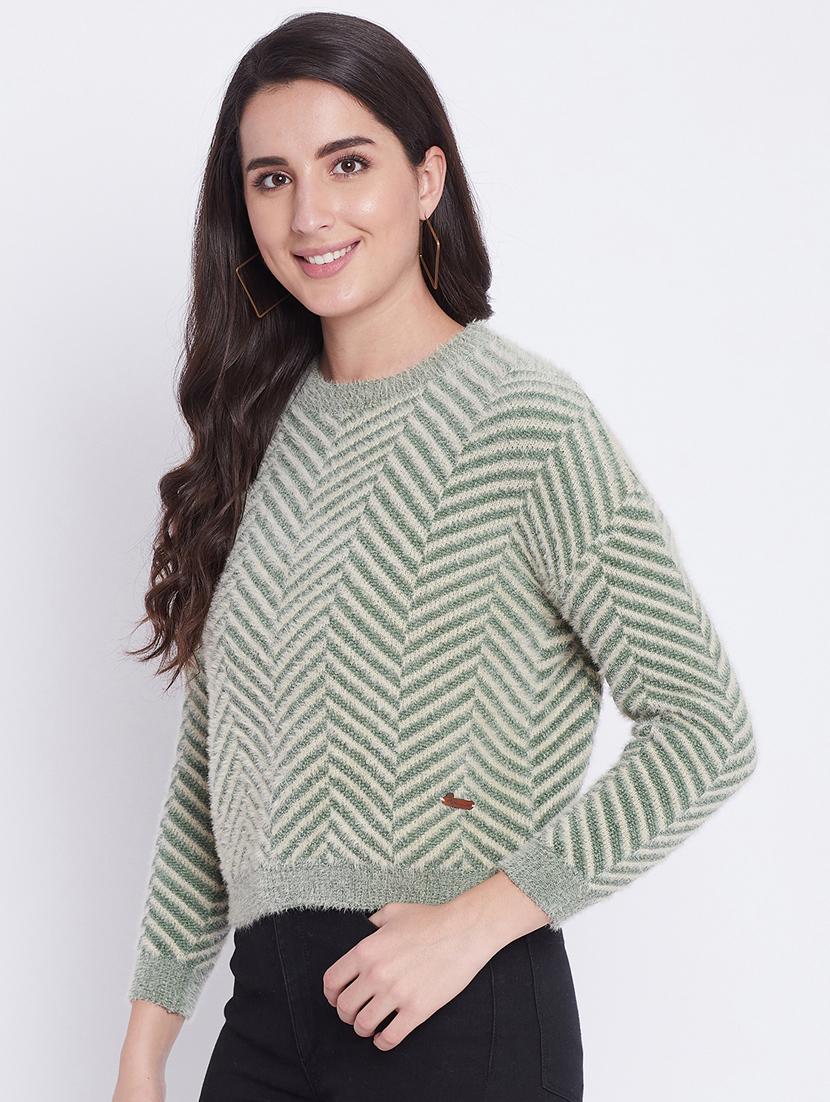 round neck chevron pullover - 18232923 - Standard Image - 1