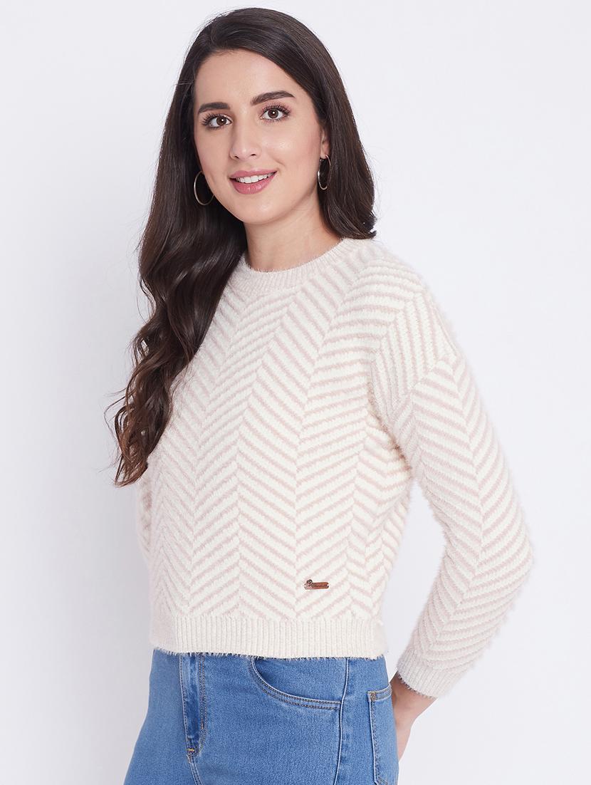 round neck chevron pullover - 18232924 - Standard Image - 1