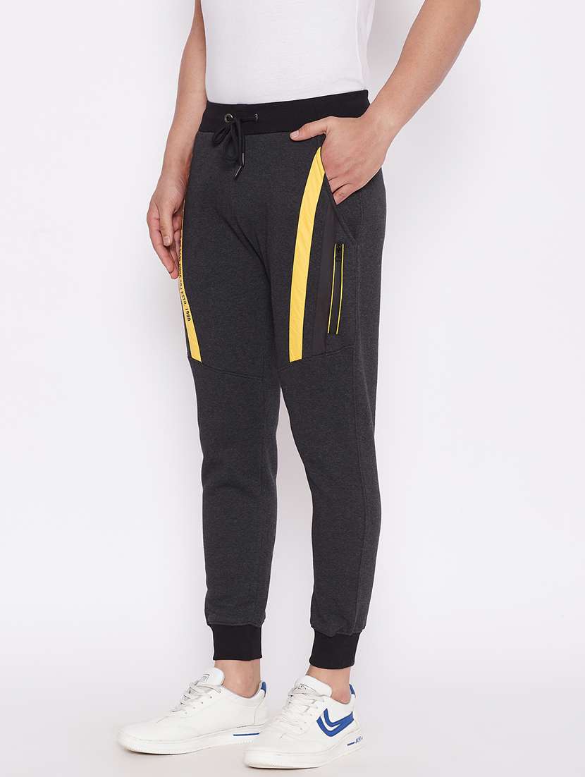 grey solid full length track pant - 18233031 -  Standard Image - 1