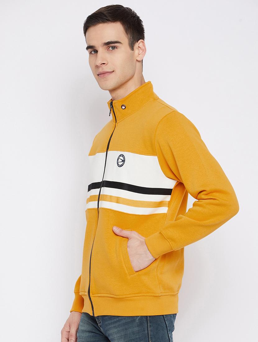 yellow color block cut & sew sweatshirt - 18233034 - Standard Image - 1