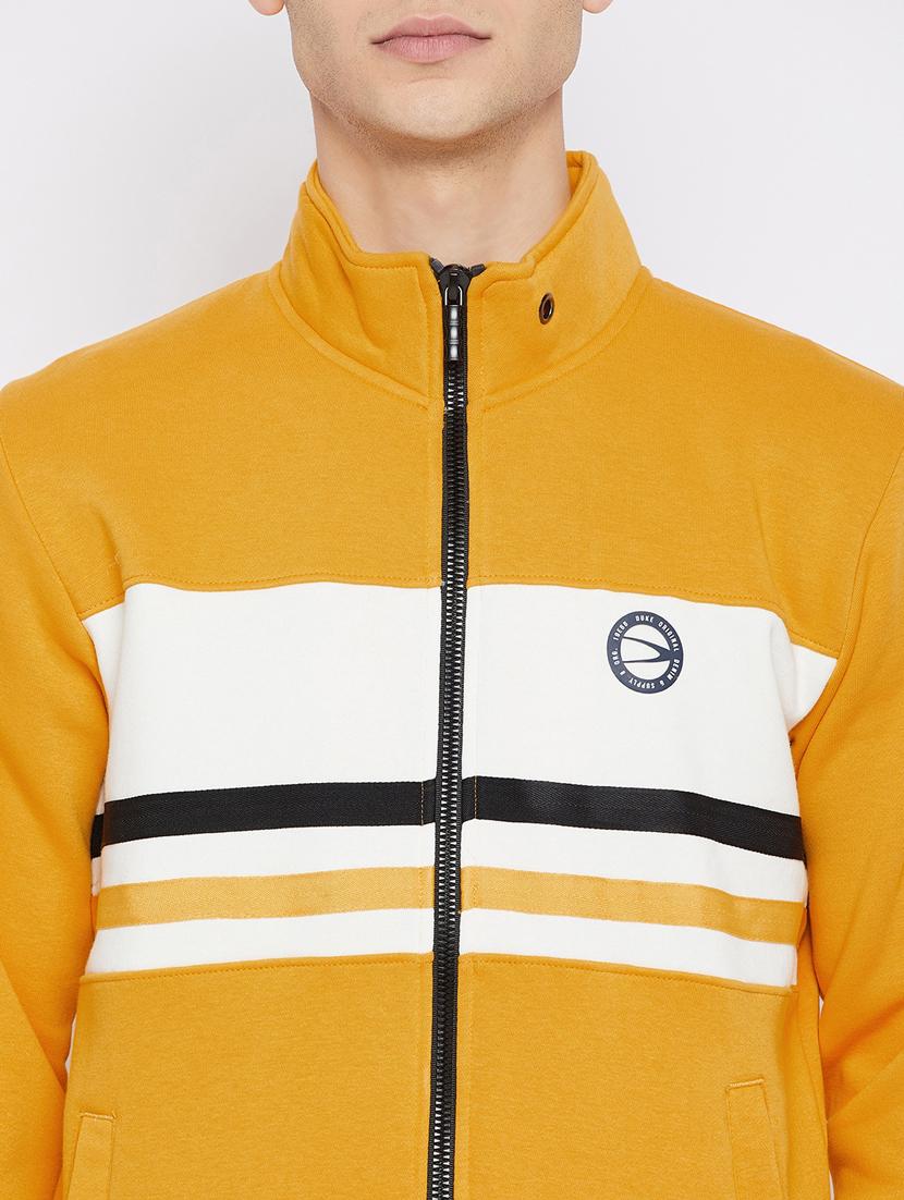 yellow color block cut & sew sweatshirt - 18233034 - Standard Image - 4