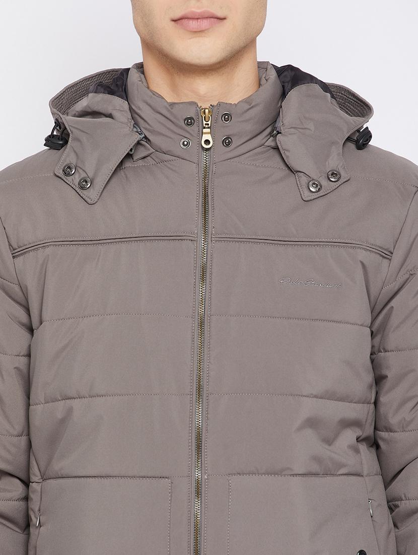 grey solid bomber jacket - 18233055 - Standard Image - 4