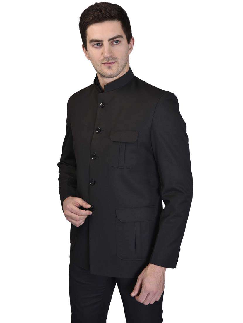 black solid single breasted casual blazer - 18233384 -  Standard Image - 1