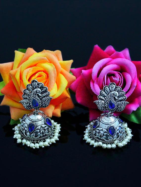 blue brass drop earring - 18233409 -  Zoom Image - 0