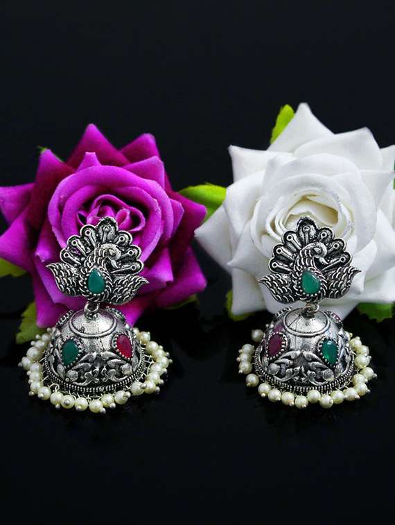 multi colored brass drop earring