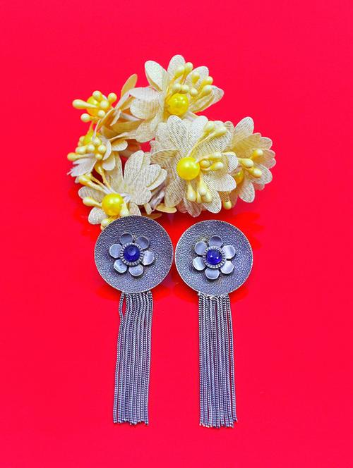 blue brass drop earring - 18233416 - Standard Image - 0