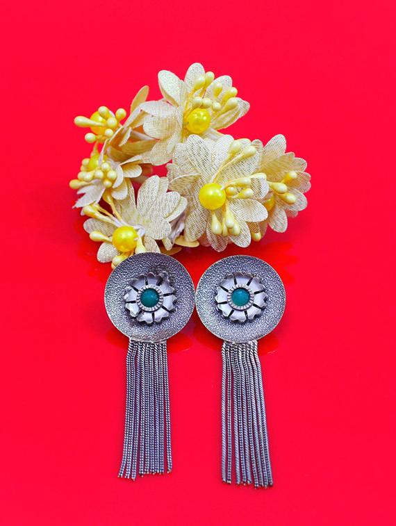 green brass drop earring - 18233417 -  Zoom Image - 0