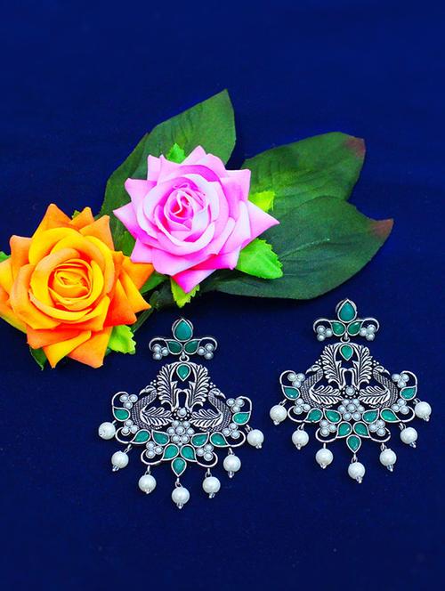 green brass drop earring - 18233419 - Standard Image - 0