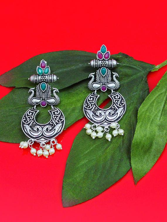 multi colored brass drop earring - 18233423 -  Zoom Image - 0