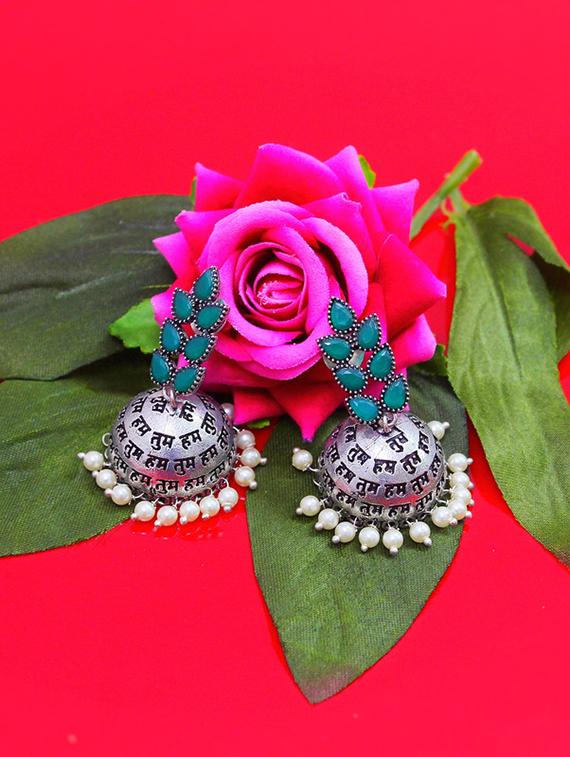 green brass drop earring - 18233435 - Zoom Image - 0