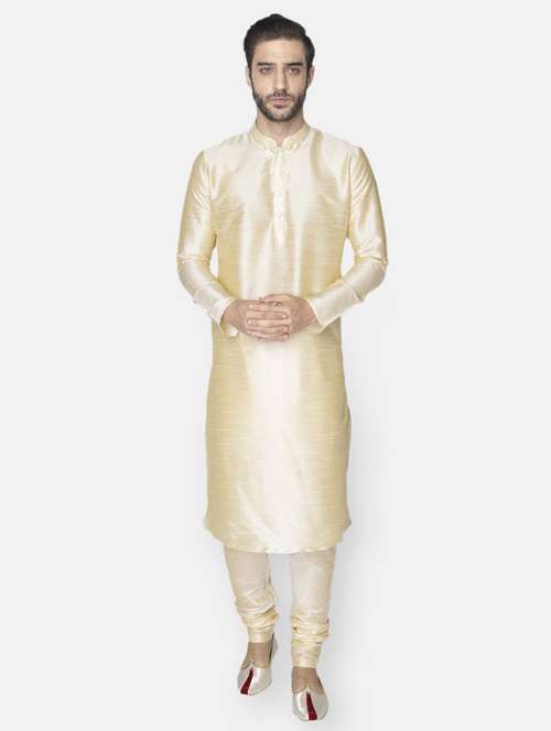 men solid kurta churidar ethnic wear set - 18233585 - Standard Image - 0