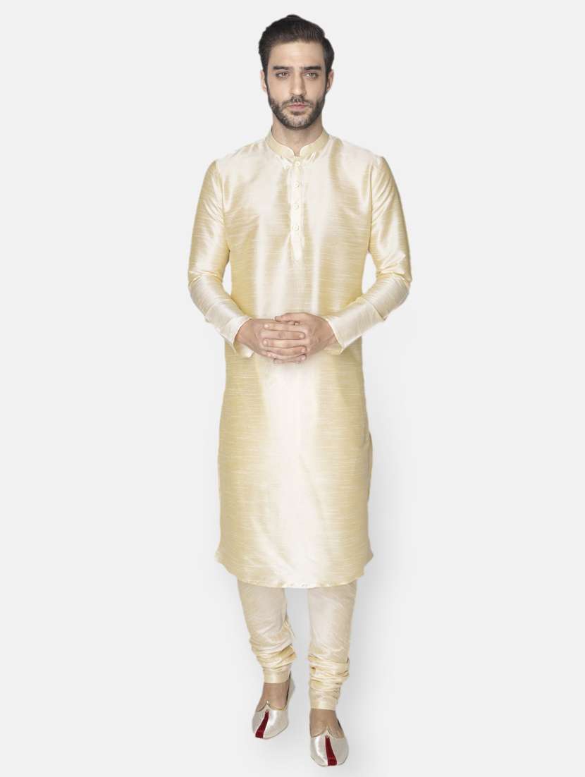 men solid kurta churidar ethnic wear set - 18233585 - Zoom Image - 0