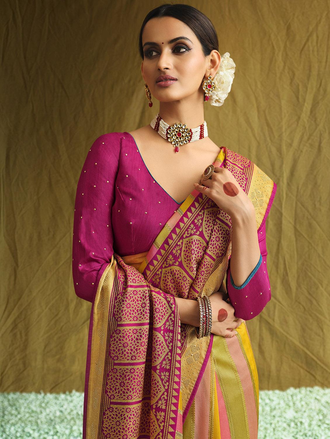 multi colored cotton silk printed saree with blouse - 18234286 -  Standard Image - 1