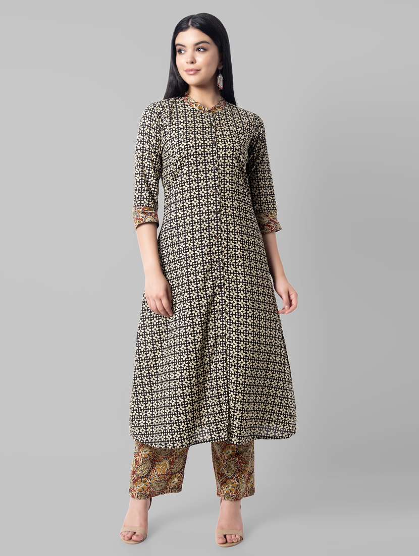 black cotton kurta pant  set