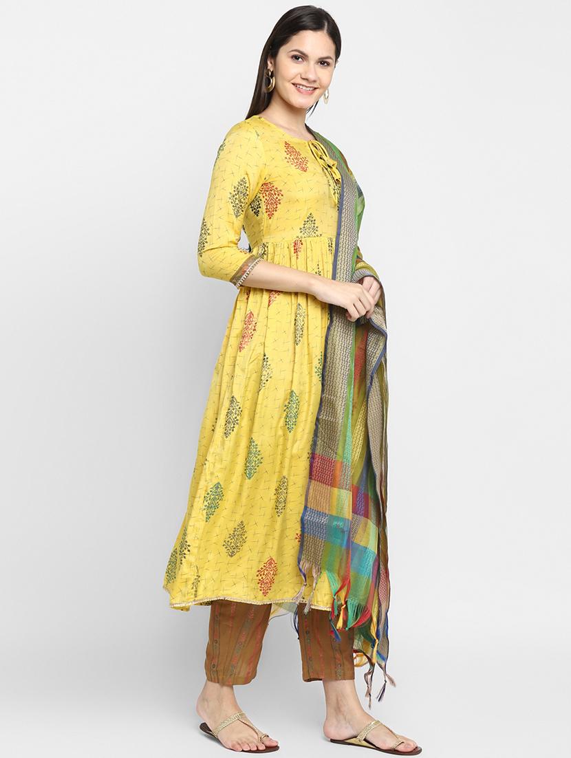 yellow cotton blend suit set - 18234478 - Standard Image - 1