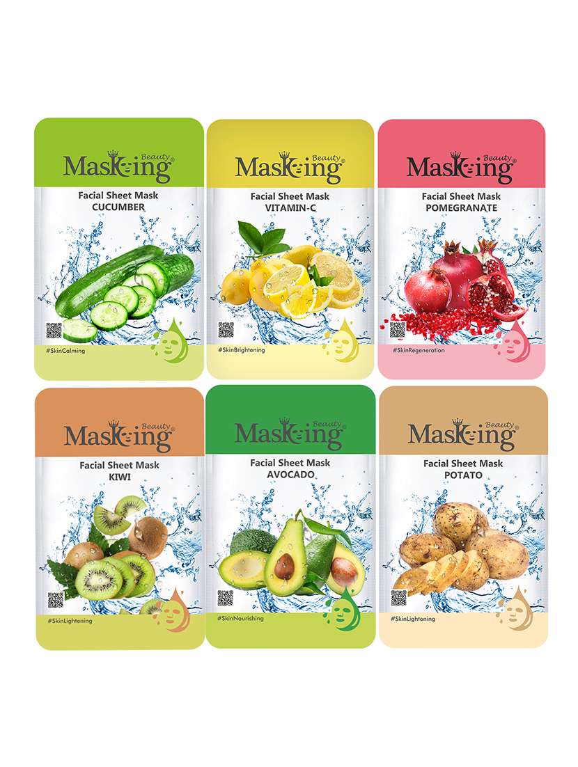 masking beauty facial sheet mask for skin brightening for women and men 20ml each combo pack of 6