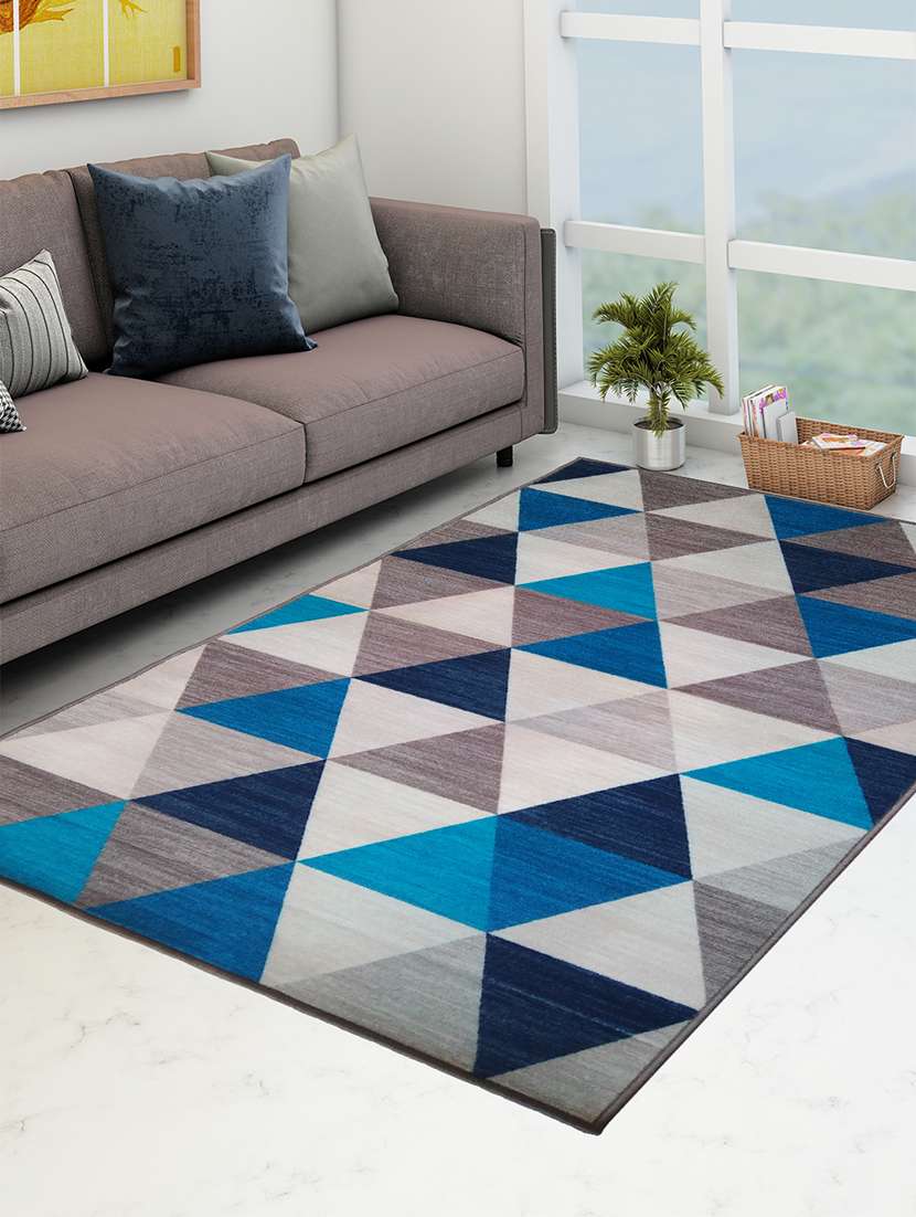 athom living angel blue premium anti slip printed carpet