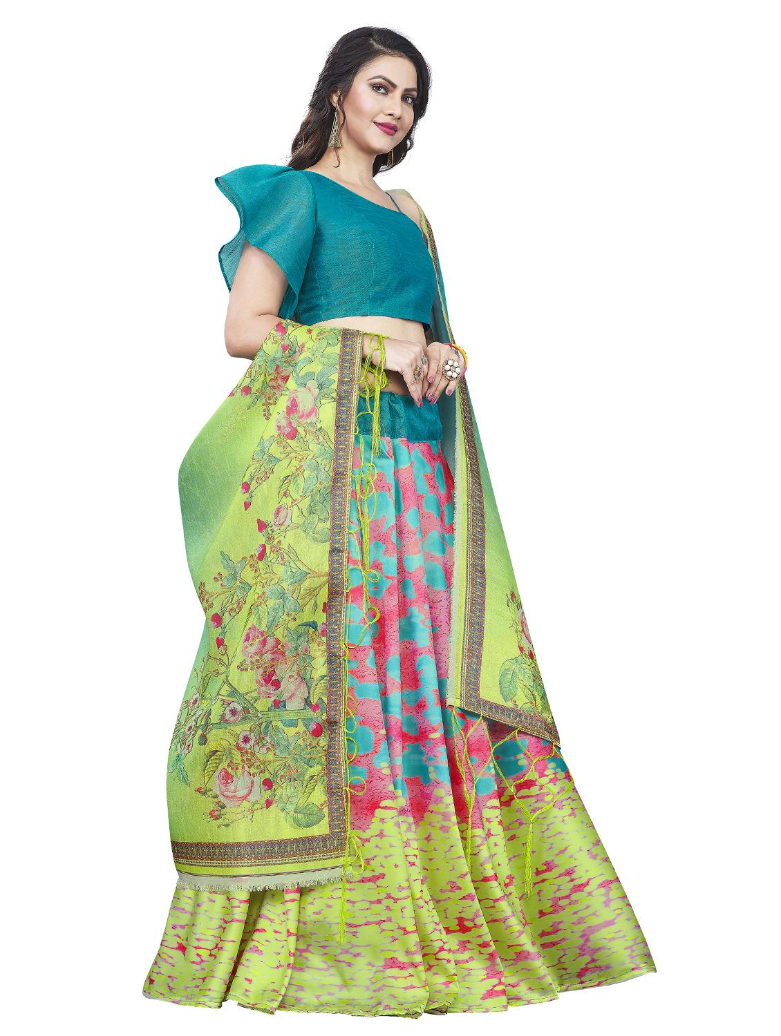 multi colored silk flared lehenga - 18236715 -  Standard Image - 1