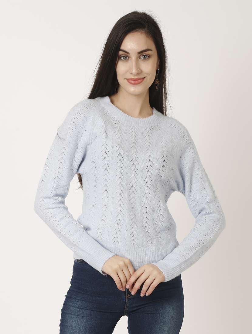 round neck self design pullover