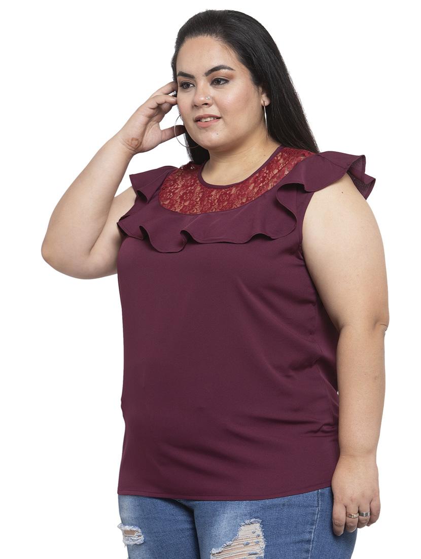women's straight round neck top - 18239814 - Standard Image - 1