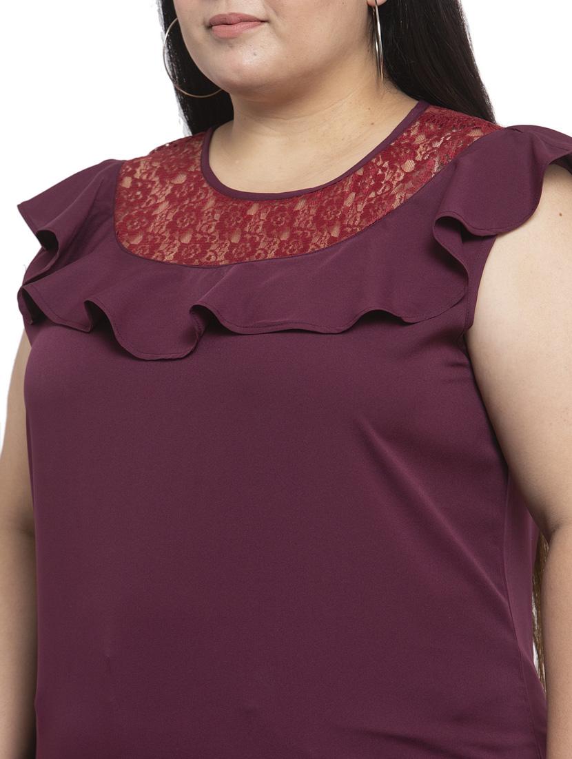 women's straight round neck top - 18239814 - Standard Image - 4