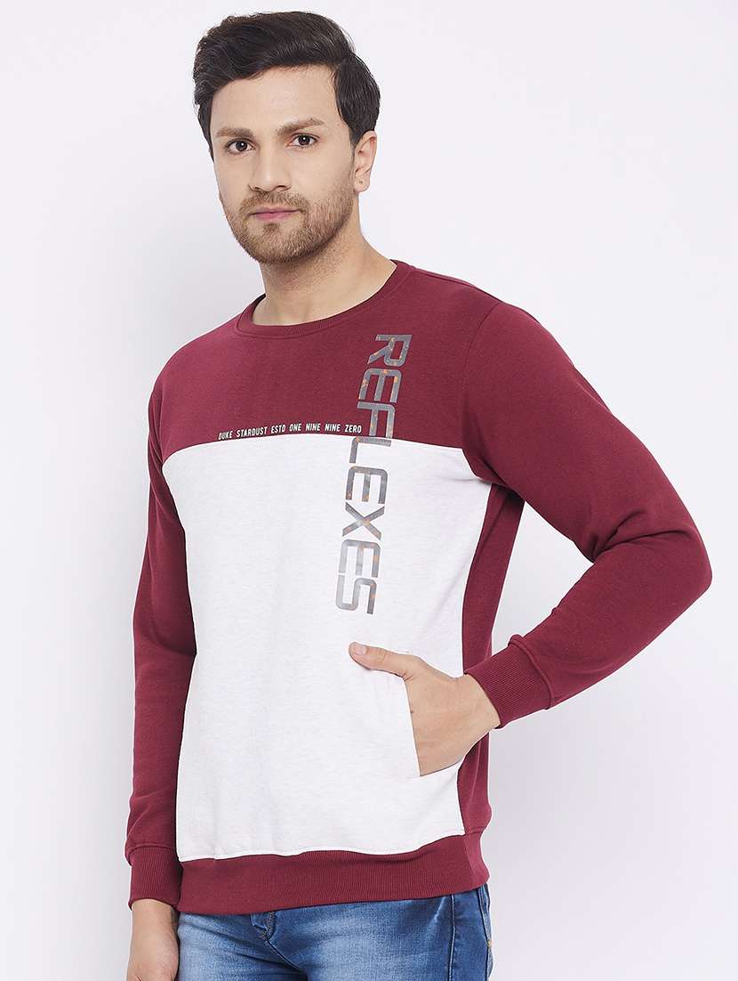 red color-blocked cut & sew sweatshirt - 18239882 -  Standard Image - 1
