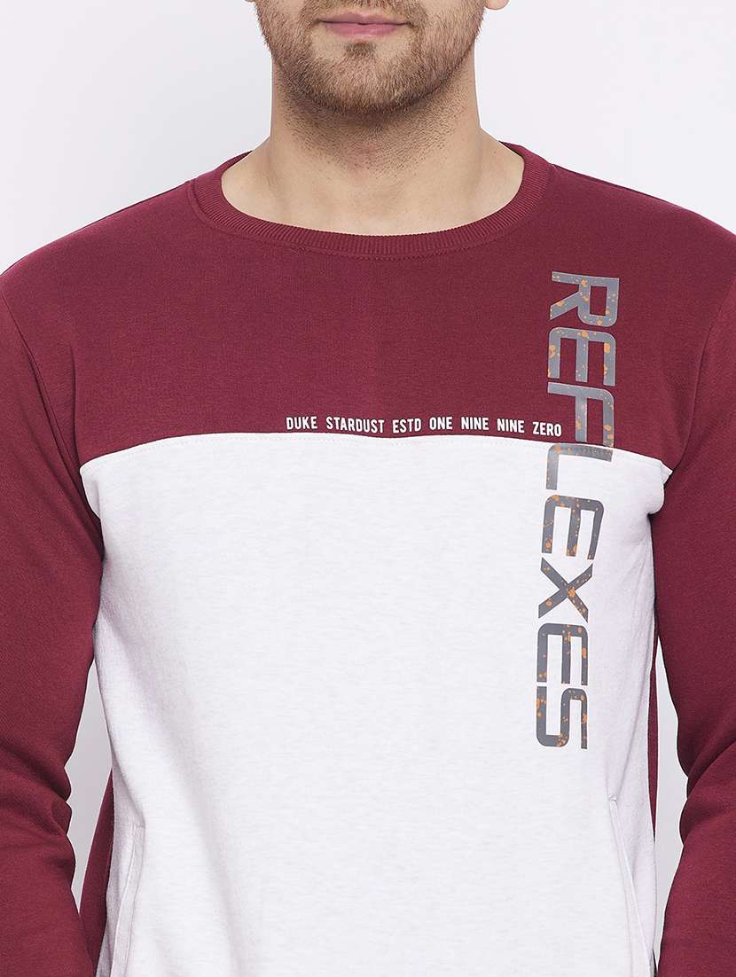 red color-blocked cut & sew sweatshirt - 18239882 -  Standard Image - 4