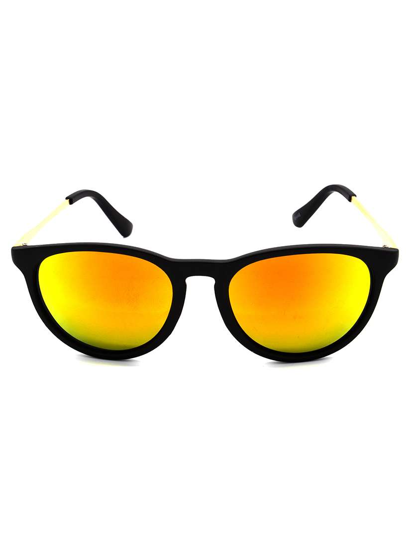 hrinkar men women boys & girls round &  sunglasses golden frame, golden lens (medium)