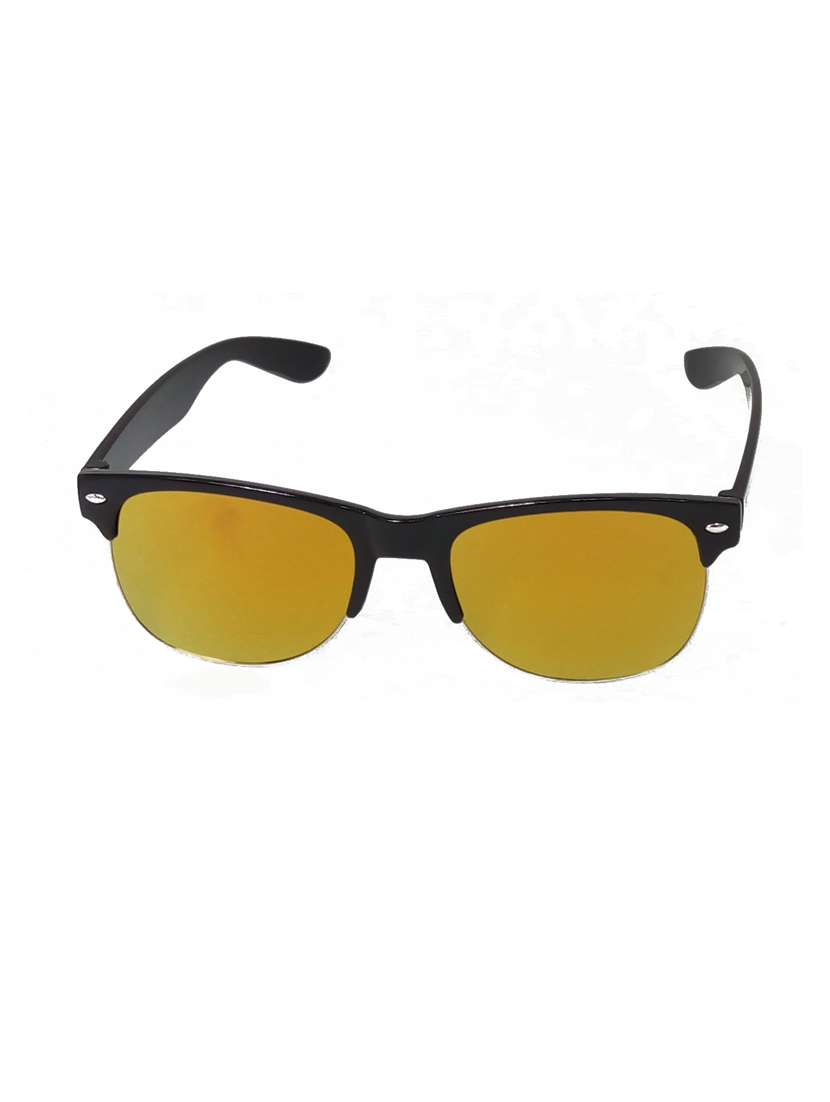 hrinkar men women boys & girls wayfarer  &  sunglasses black frame, golden lens (medium)