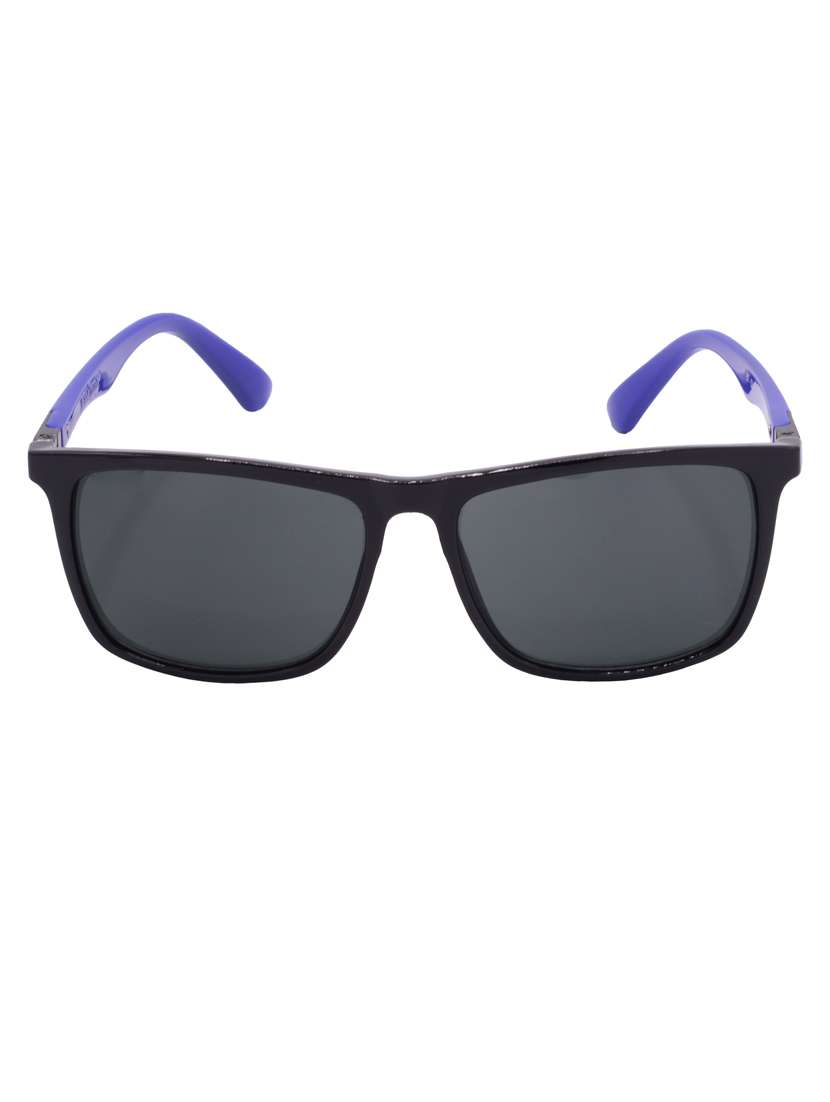 hrinkar men women boys & girls rectangular &  sunglasses black & blue frame, grey lens (medium)