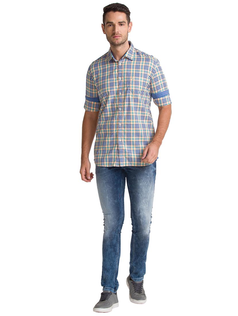 beige checkered casual shirt - 18244378 - Standard Image - 4