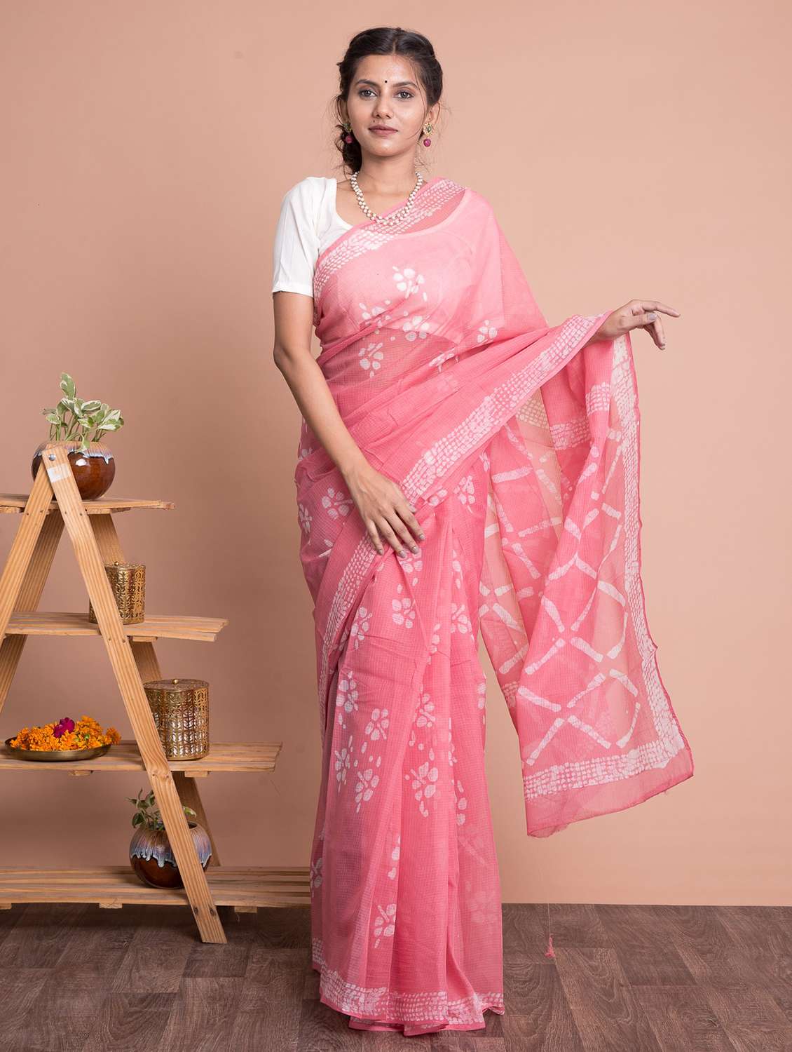 batik printed saree  with blouse