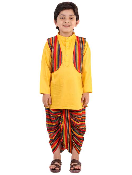 yellow dhoti kurta set - 18244890 - Standard Image - 0