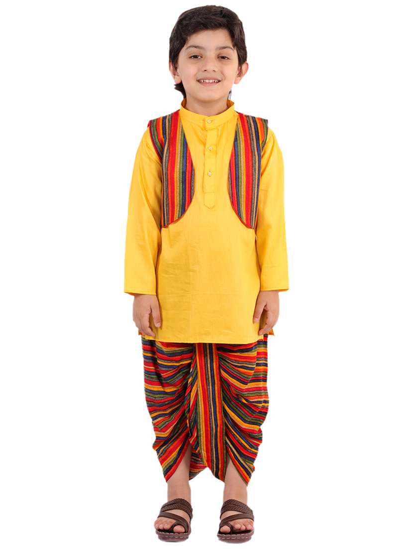 yellow dhoti kurta set - 18244890 - Zoom Image - 0