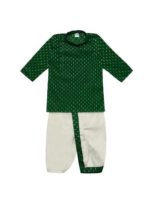 green solid dhoti kurta set - 18244893 -  Standard Image - 0