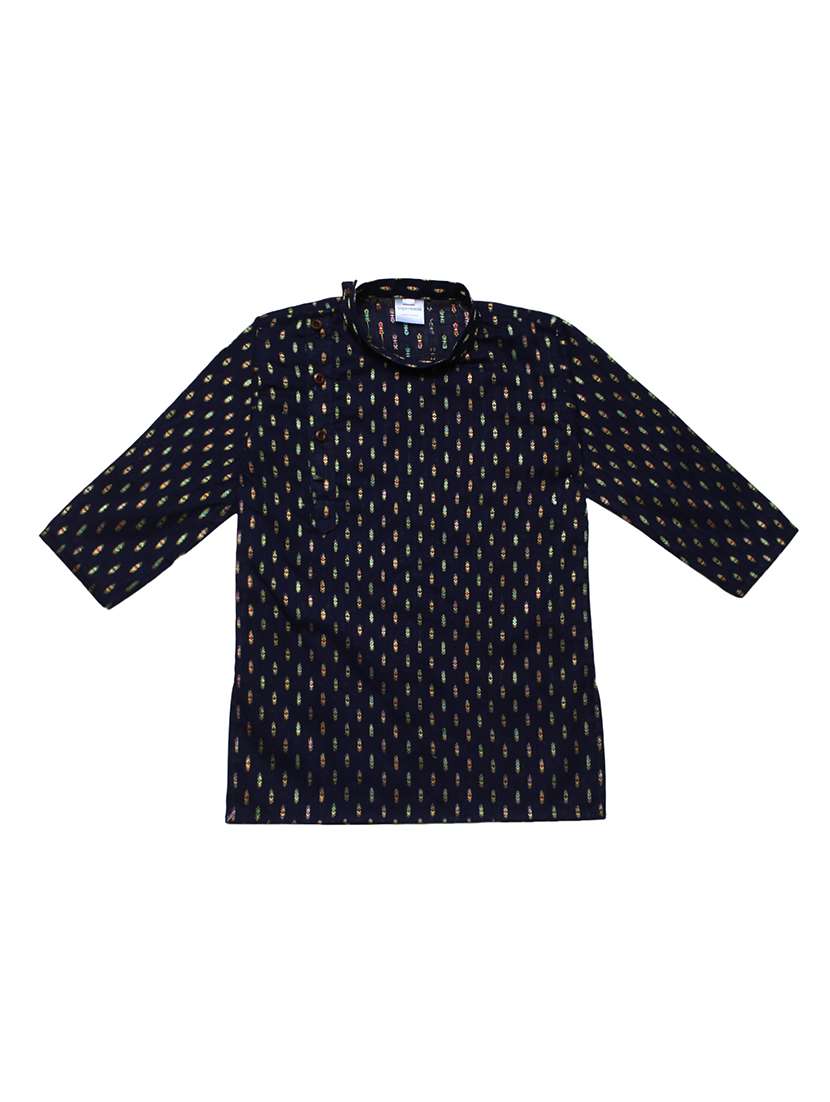 navy blue solid dhoti kurta set - 18244895 -  Standard Image - 1