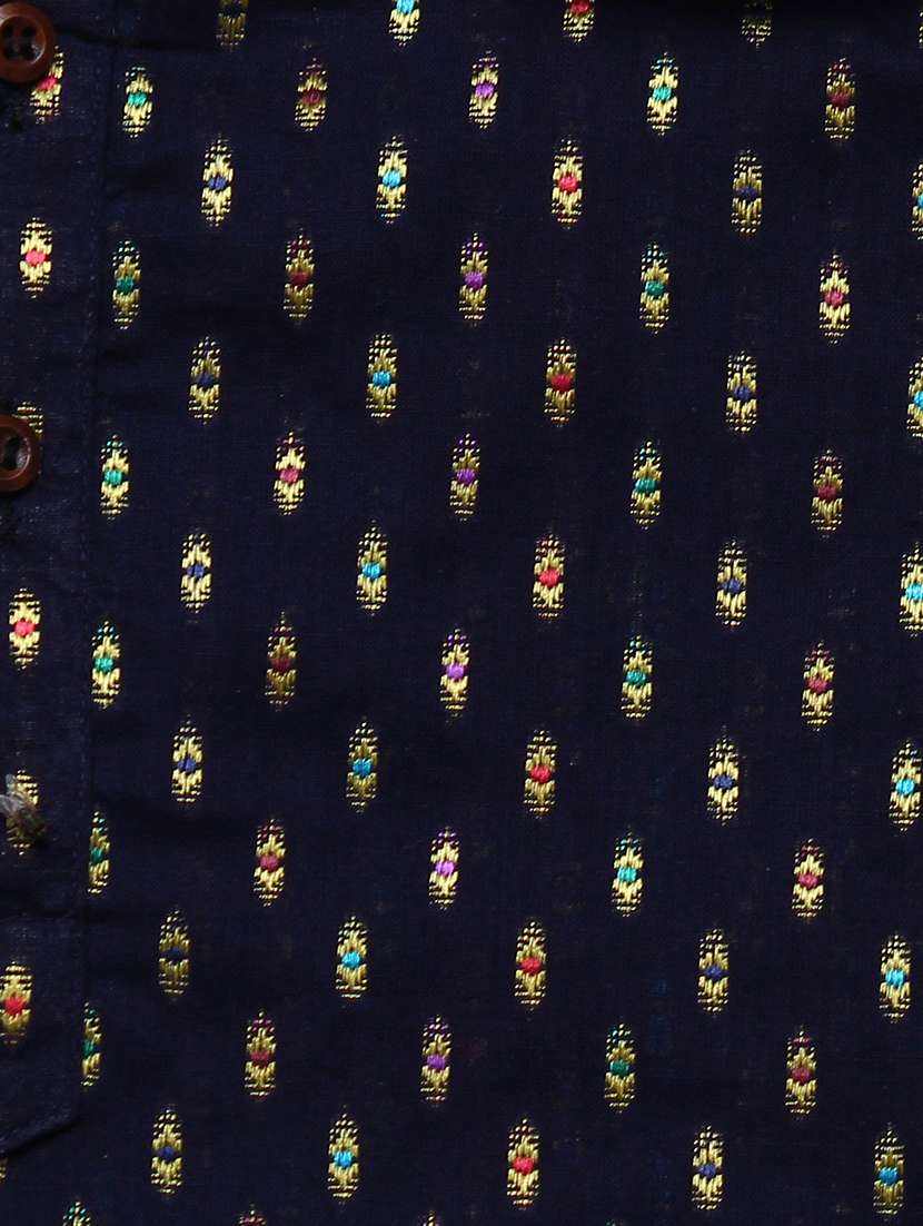 navy blue solid dhoti kurta set - 18244895 -  Standard Image - 4