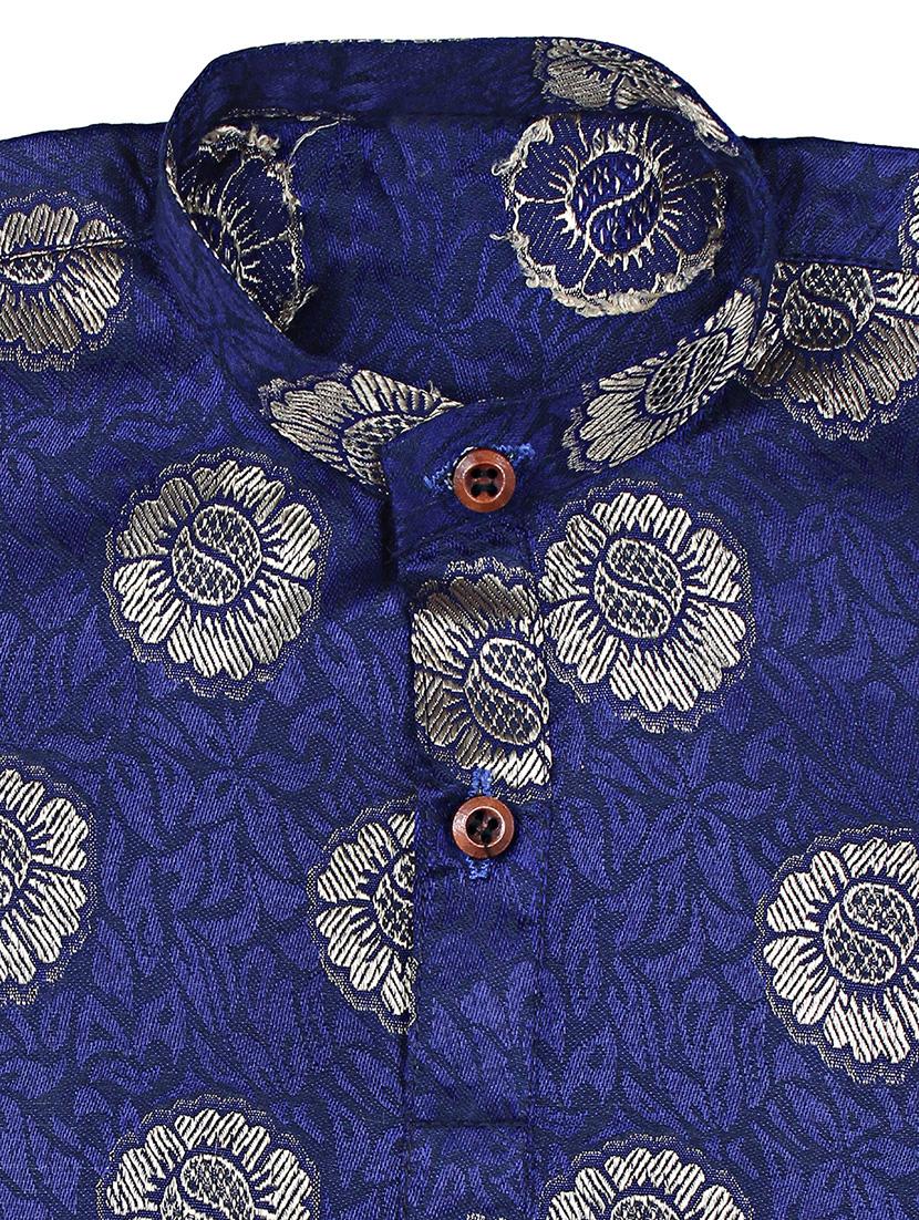 navy blue printed dhoti kurta set - 18244900 - Standard Image - 4