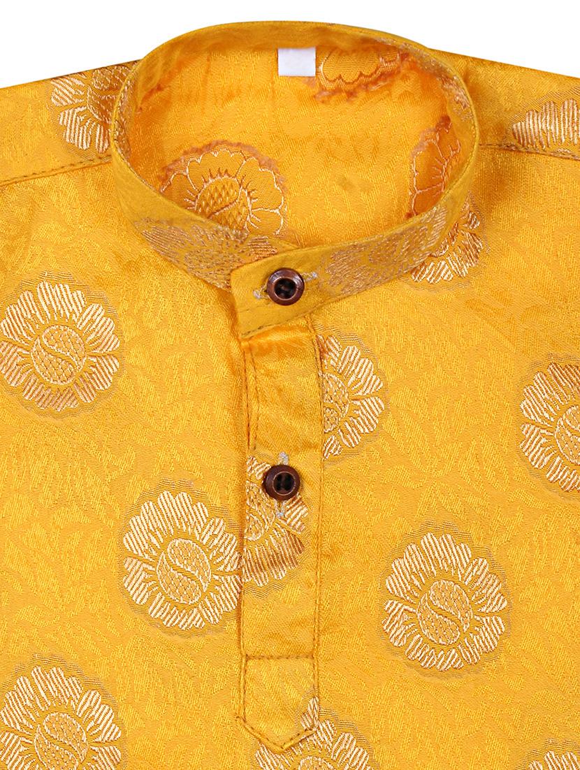 yellow printed dhoti kurta set - 18244905 - Standard Image - 4