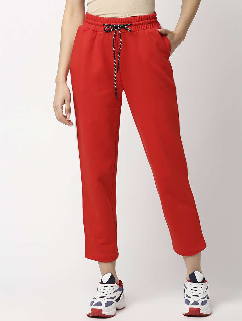 drawstring waist side taped track pant