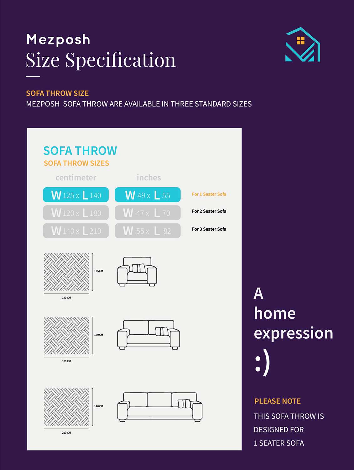 mezposh acoustic navy blue & natural diamond pattern cotton acrylic sofa throw (170 x 130 cm) - 18246238 -  Standard Image - 4