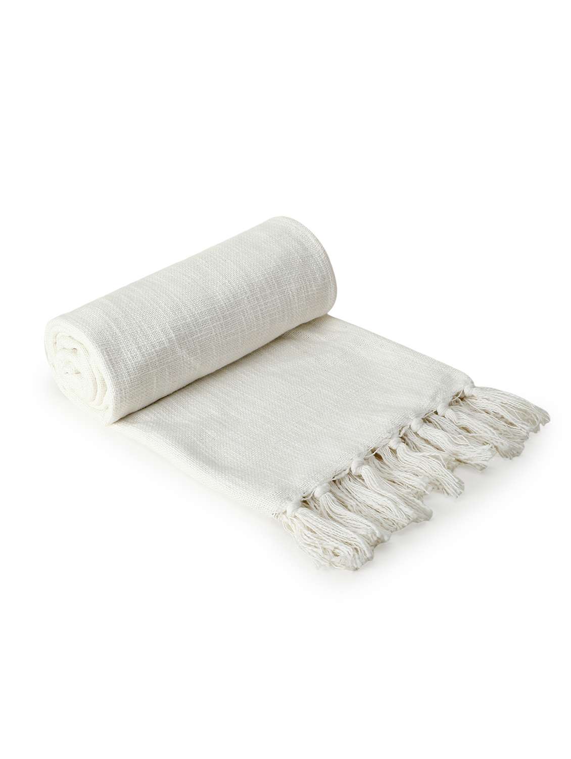 mezposh droplet white self design cotton sofa throw (180 x 130 cm)