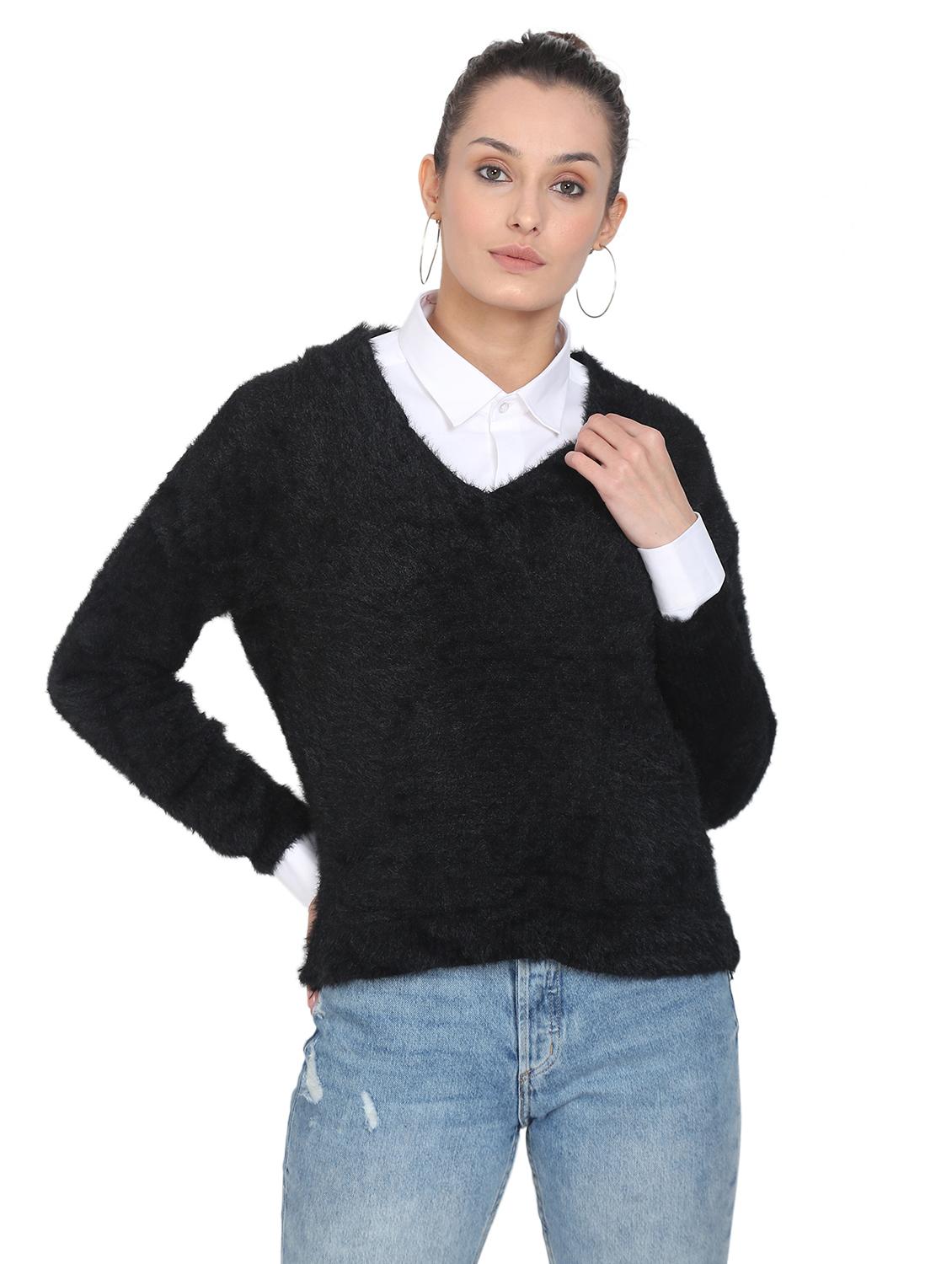 v-neck solid pullover - 18246485 - Zoom Image - 0