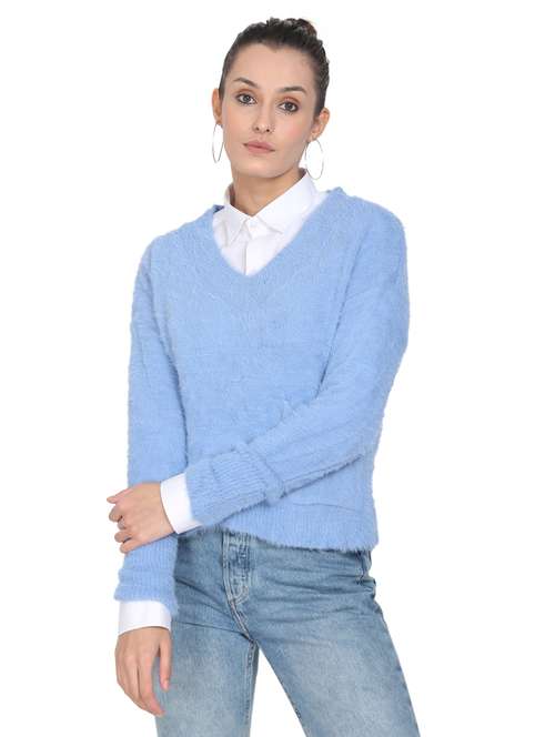 v-neck solid pullover - 18246486 - Standard Image - 0