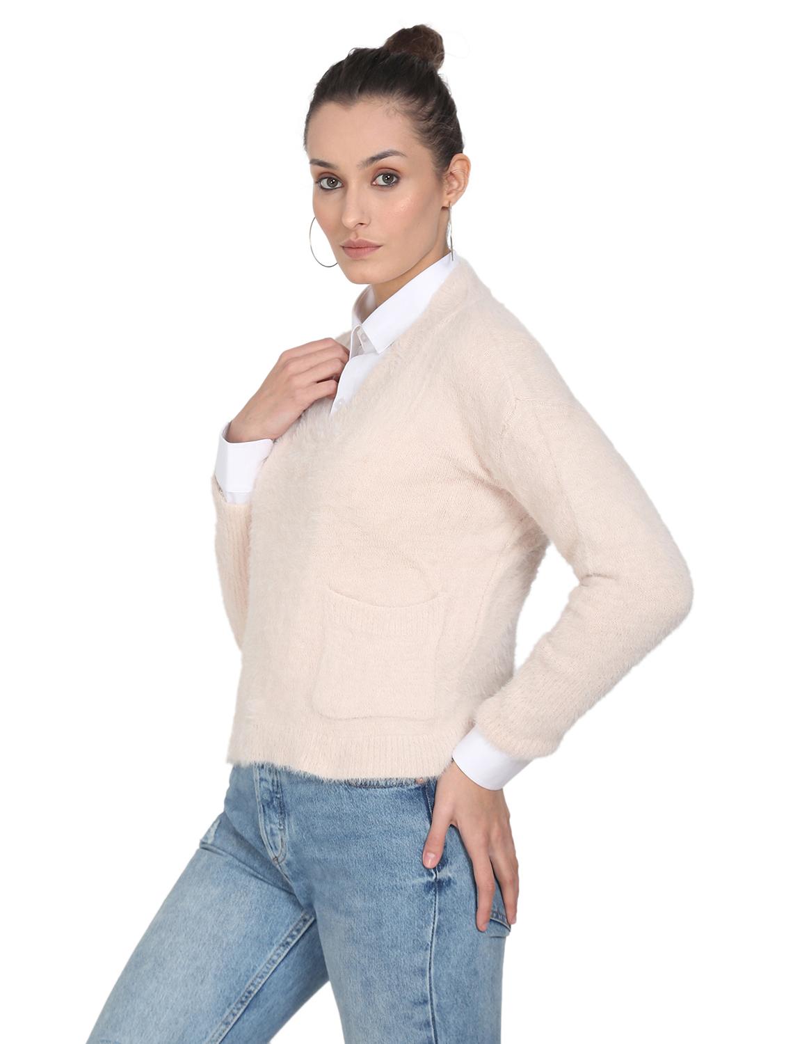 v-neck solid pullover - 18246487 - Standard Image - 1