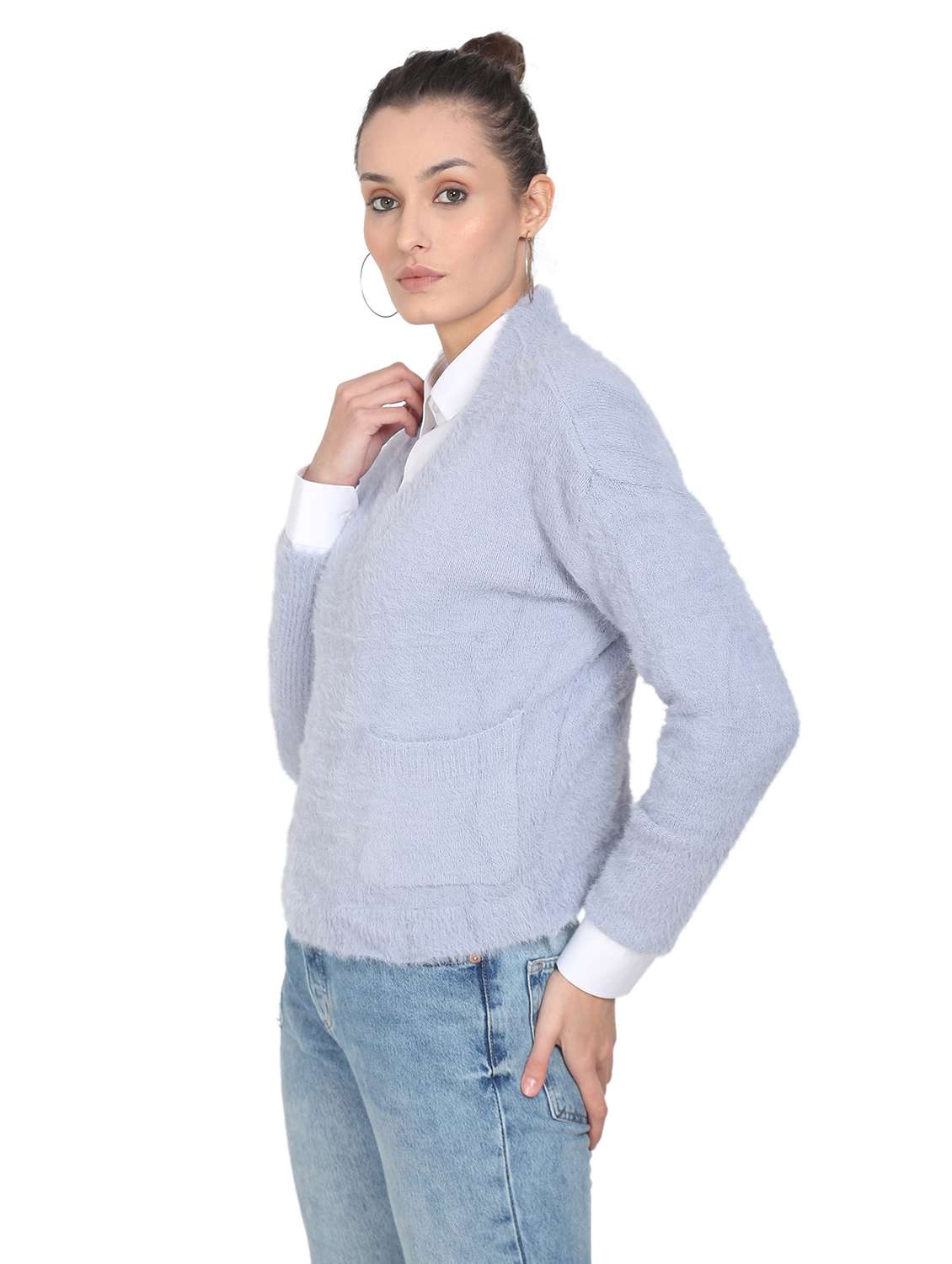 v-neck solid pullover - 18246488 -  Standard Image - 1