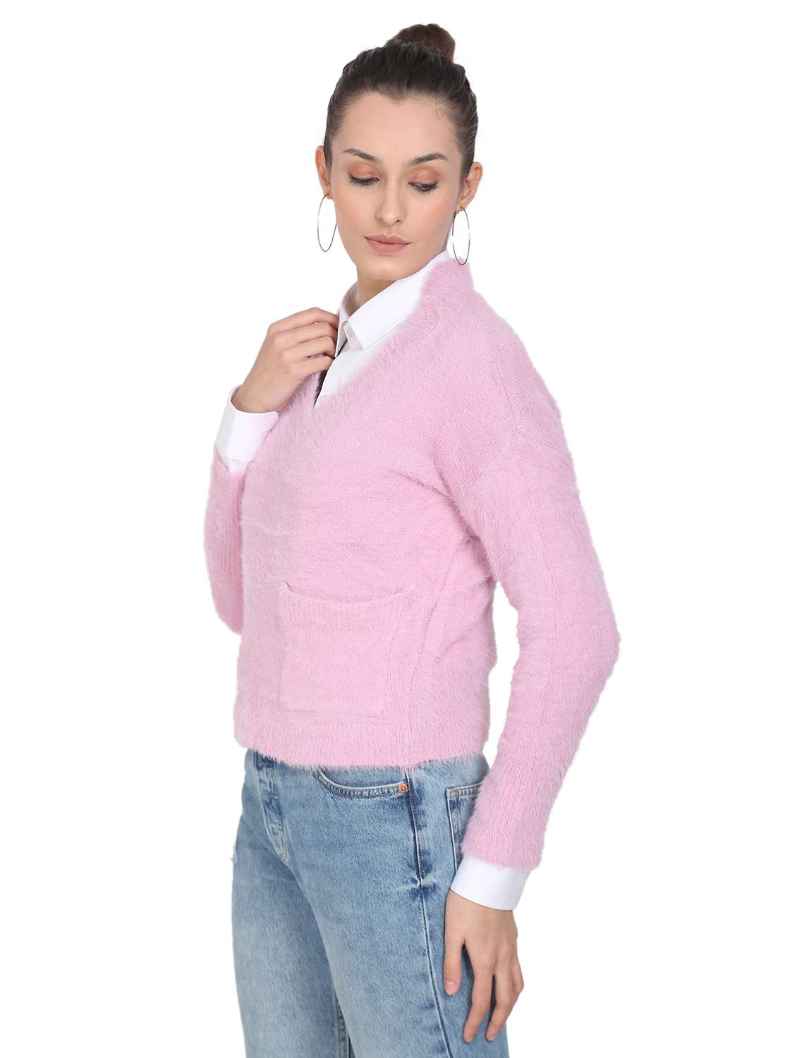 v-neck solid pullover - 18246489 -  Standard Image - 1