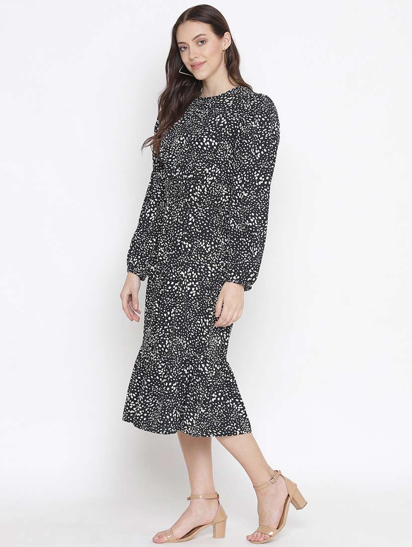 women's tiered dress micro print dress - 18246526 -  Standard Image - 1